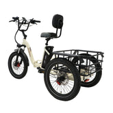 ONESPORT OT30 Three-wheeled Electric Bike - 500W Motor 48V 13AH Battery 20 Inch Tires Hydraulic Brakes - Beige White